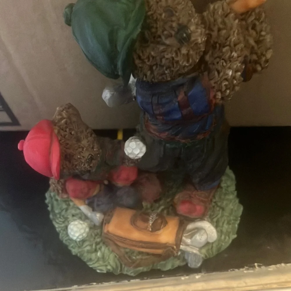 Adorable golf bear and caddy